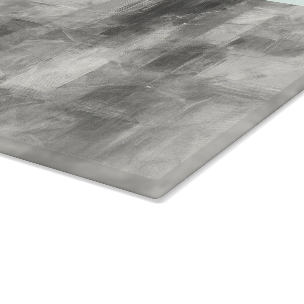 Glass Cutting Board — Abstract Gray Brushstroke Tempered Glass Chopping Board
