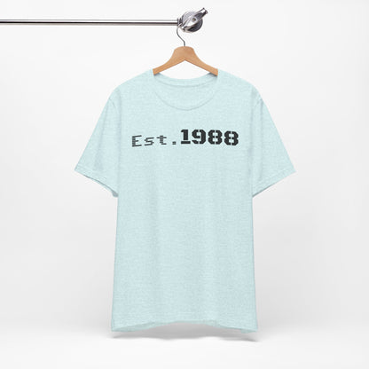 Est. 1988 Unisex Jersey Tee, Vintage Birthday Shirt, Casual Everyday Wear, Gift for Him or Her, Anniversary Celebration Tee