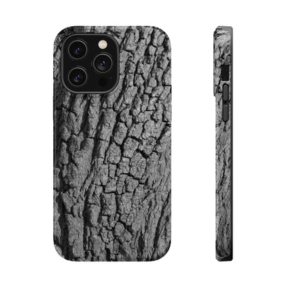 Bark texture phone case, top edge detail
