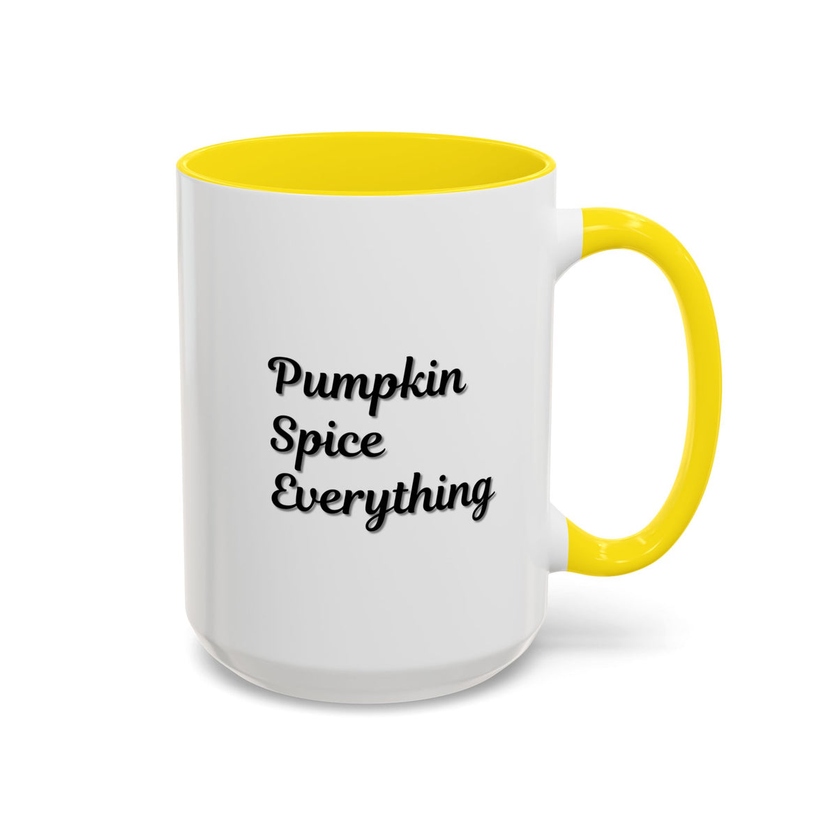 Pumpkin Spice Everything accent coffee mug by Printify, fall seasonal 11oz ceramic coffee cup with pumpkin and spice design.