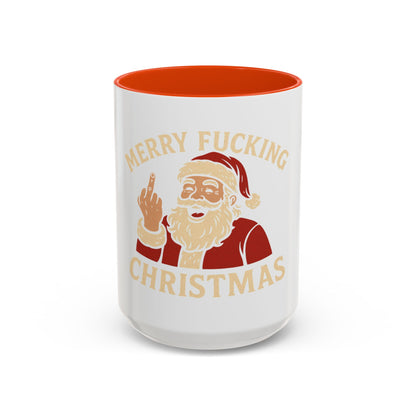 Merry Fucking Christmas Mug — Funny Santa Middle Finger Coffee Cup (11oz & 15oz)