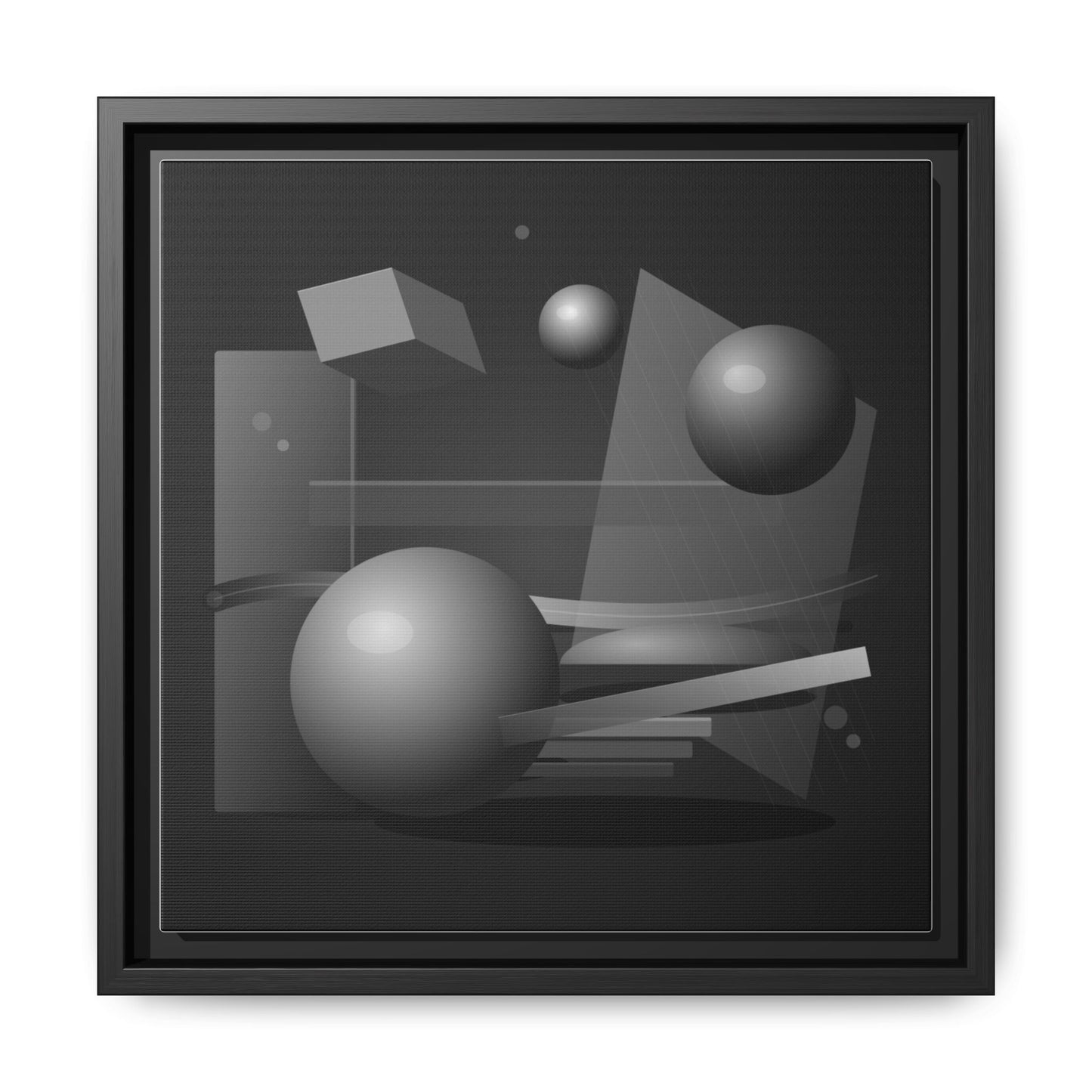 Monochrome Geometric Spheres Canvas Framed Wall Art | Matte Print