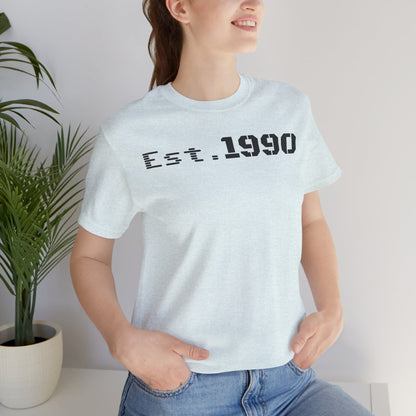 Unisex Est. 1990 Nostalgic Jersey Tee - Perfect Gift, Vintage Style, Retro Fashion, Birthday Celebration, Casual Wear - TRV