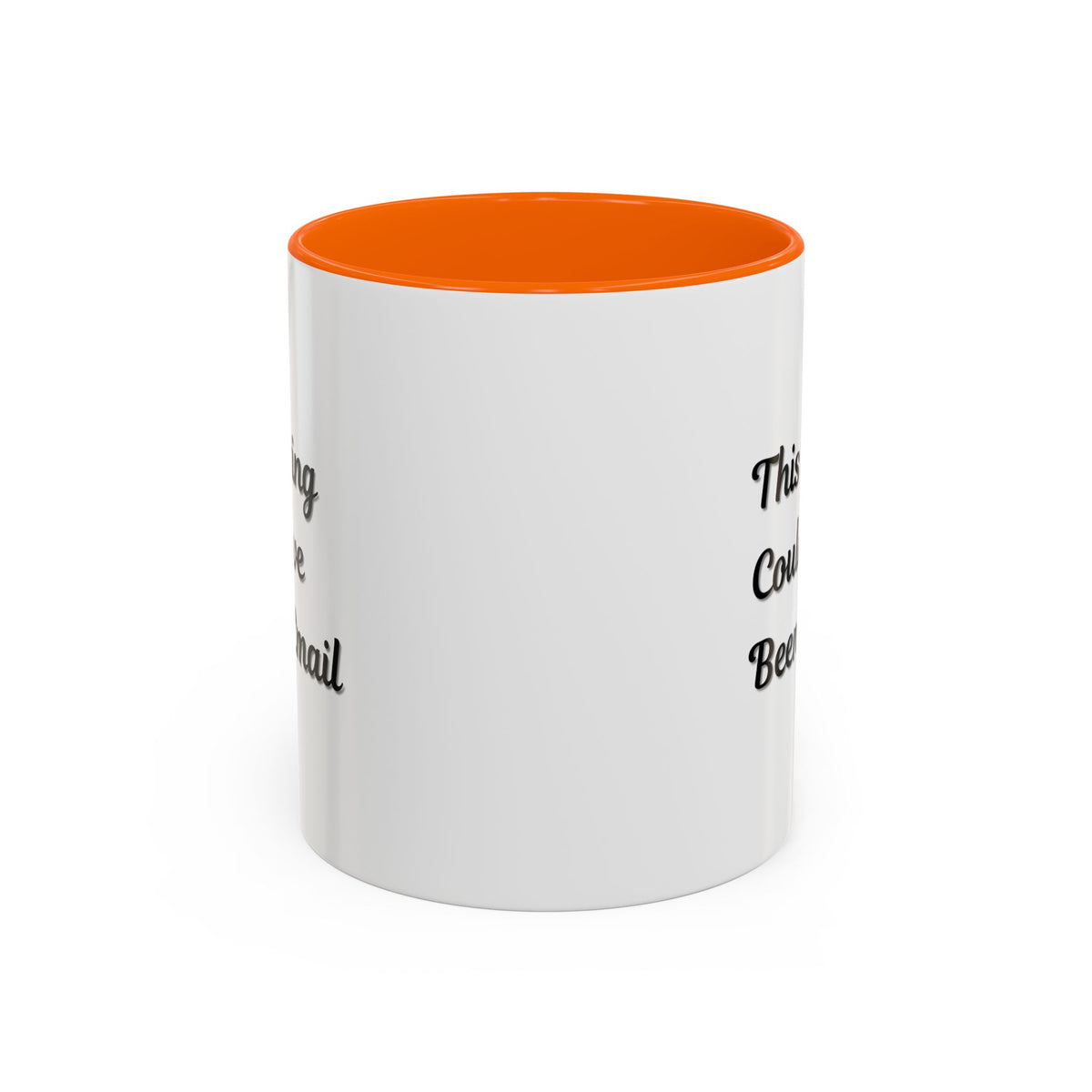 Funny office coffee mug with "This Meeting Could Have Been An Email" text, featuring a white ceramic mug with black lettering.