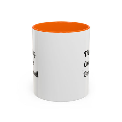 Funny office coffee mug with "This Meeting Could Have Been An Email" text, featuring a white ceramic mug with black lettering.