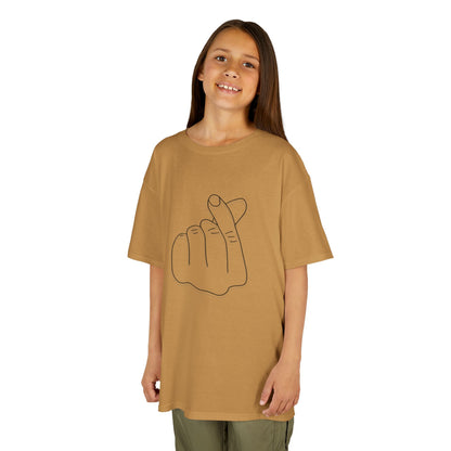 Cute Kids Heavy Cotton Tee - K-Pop Inspired Love Gesture