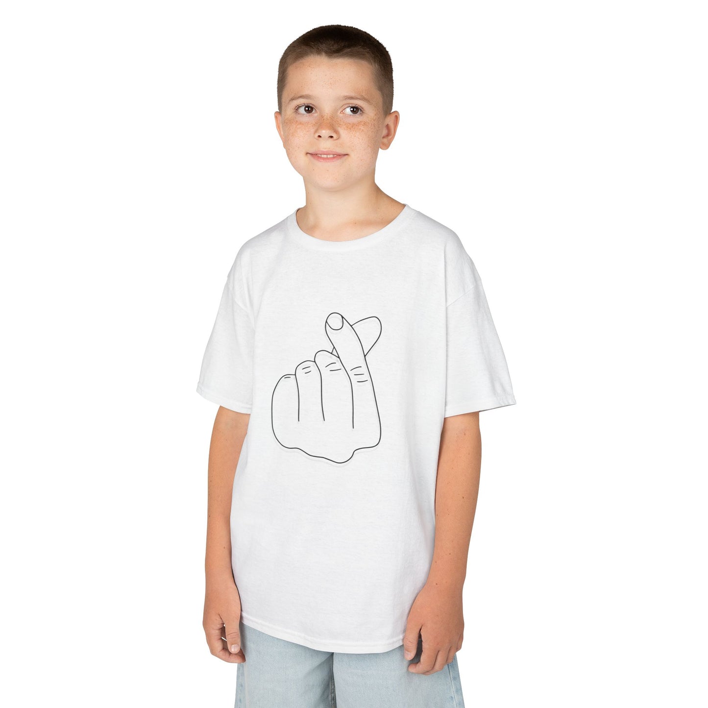 Cute Kids Heavy Cotton Tee - K-Pop Inspired Love Gesture