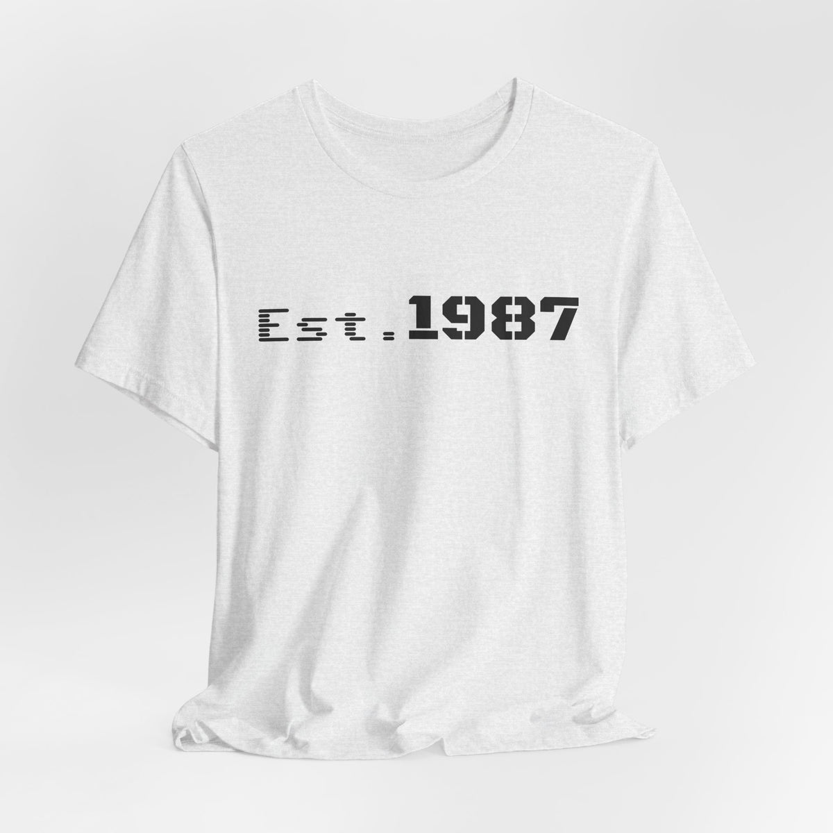 Vintage Est. 1987 T-Shirt by Printify featuring classic design celebrating the year 1987, casual unisex t-shirt.