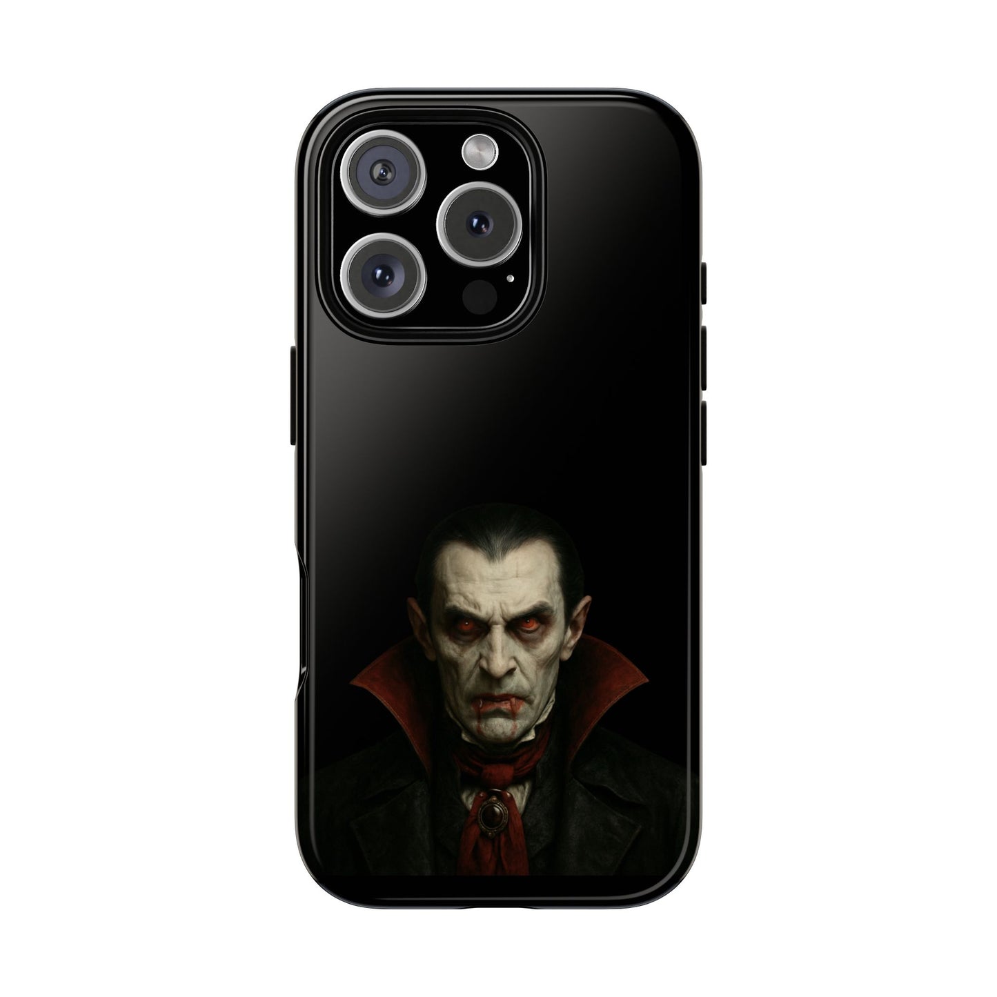 Gothic vampire portrait phone case for iPhone featuring a dark Dracula horror design by Printify