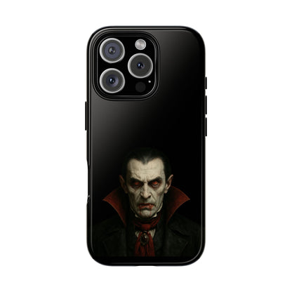 Gothic vampire portrait phone case for iPhone featuring a dark Dracula horror design by Printify