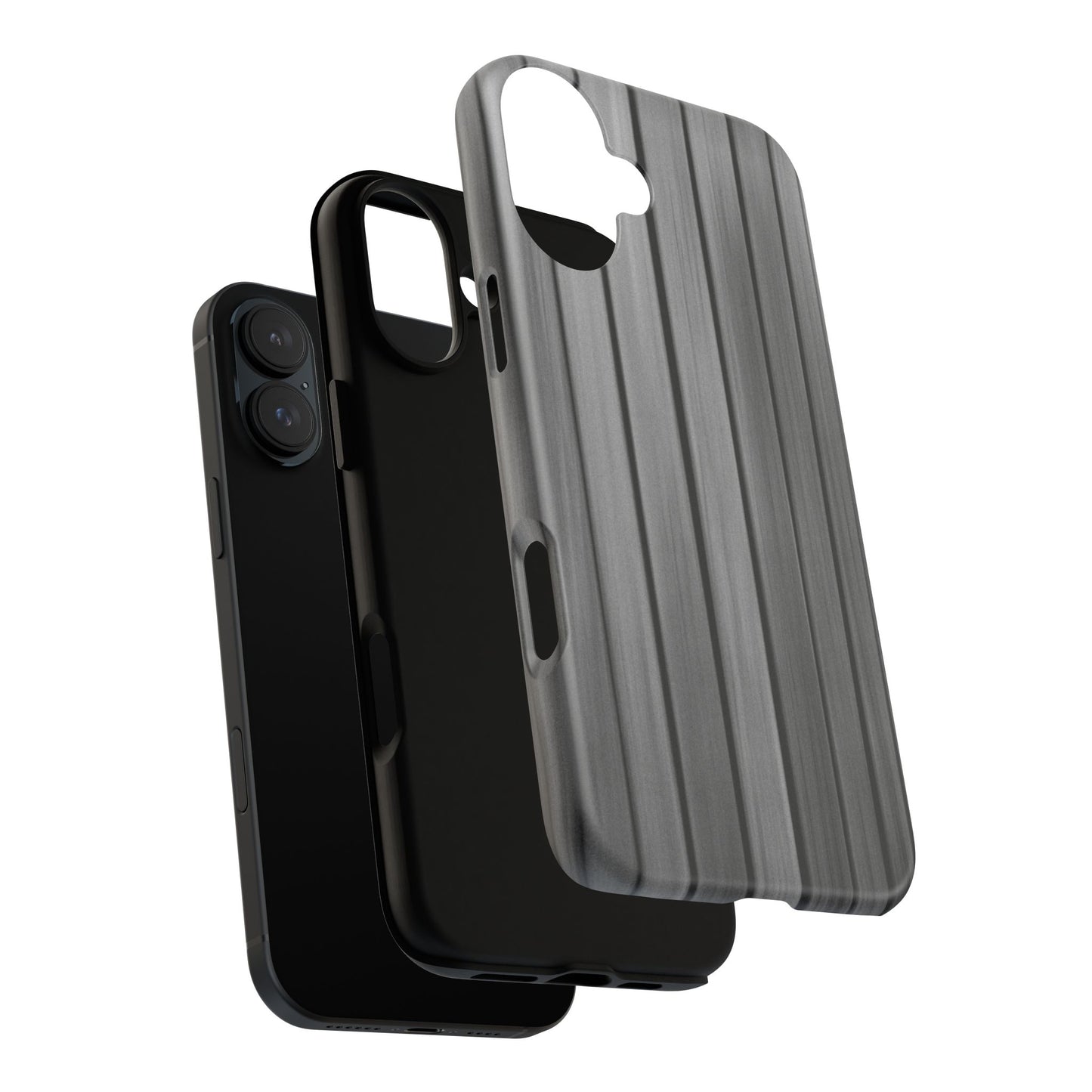 Ribbed metal texture phone case for iPhone, tough protective cover by Printify with sleek metal design and durable construction.