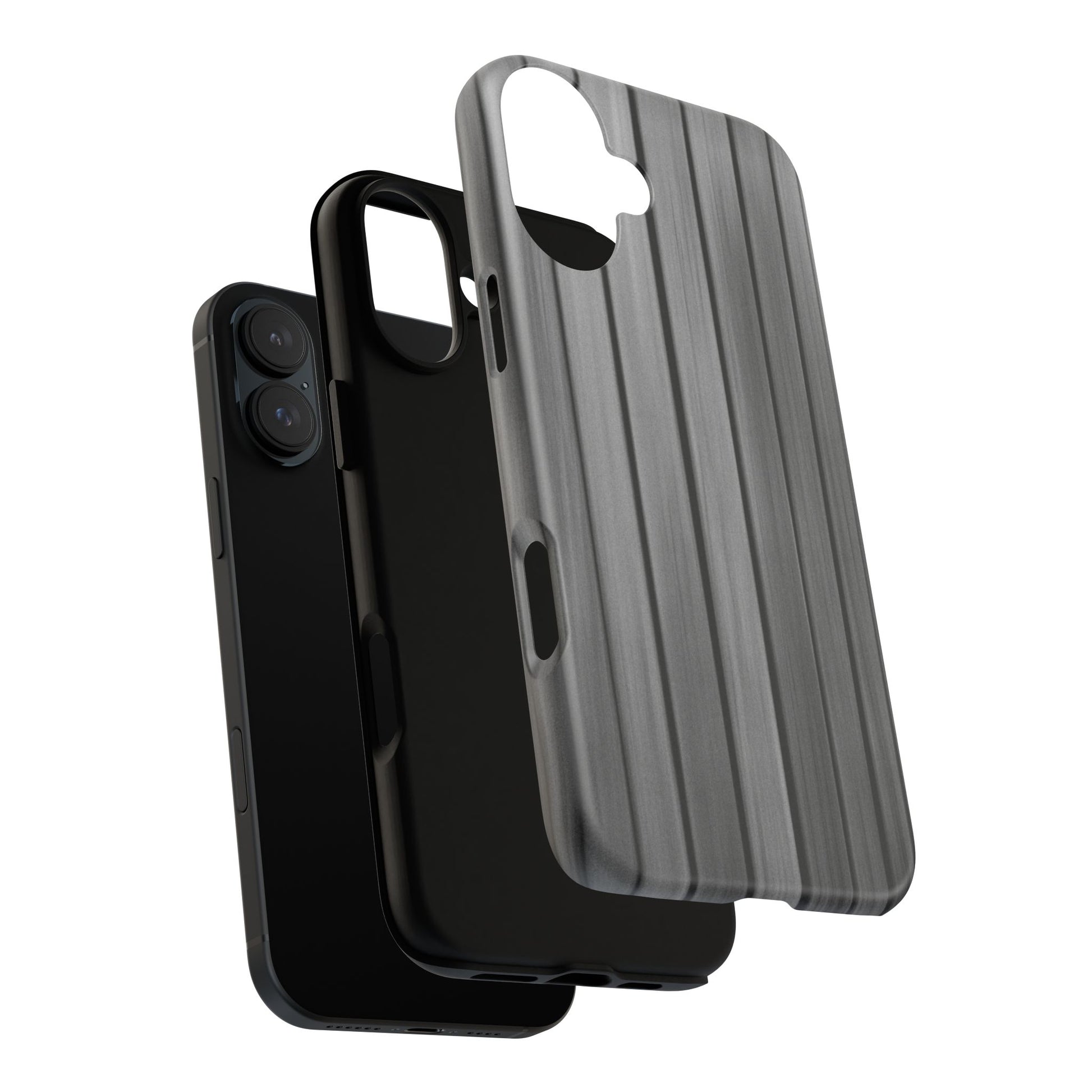 Ribbed metal texture phone case for iPhone, tough protective cover by Printify with sleek metal design and durable construction.
