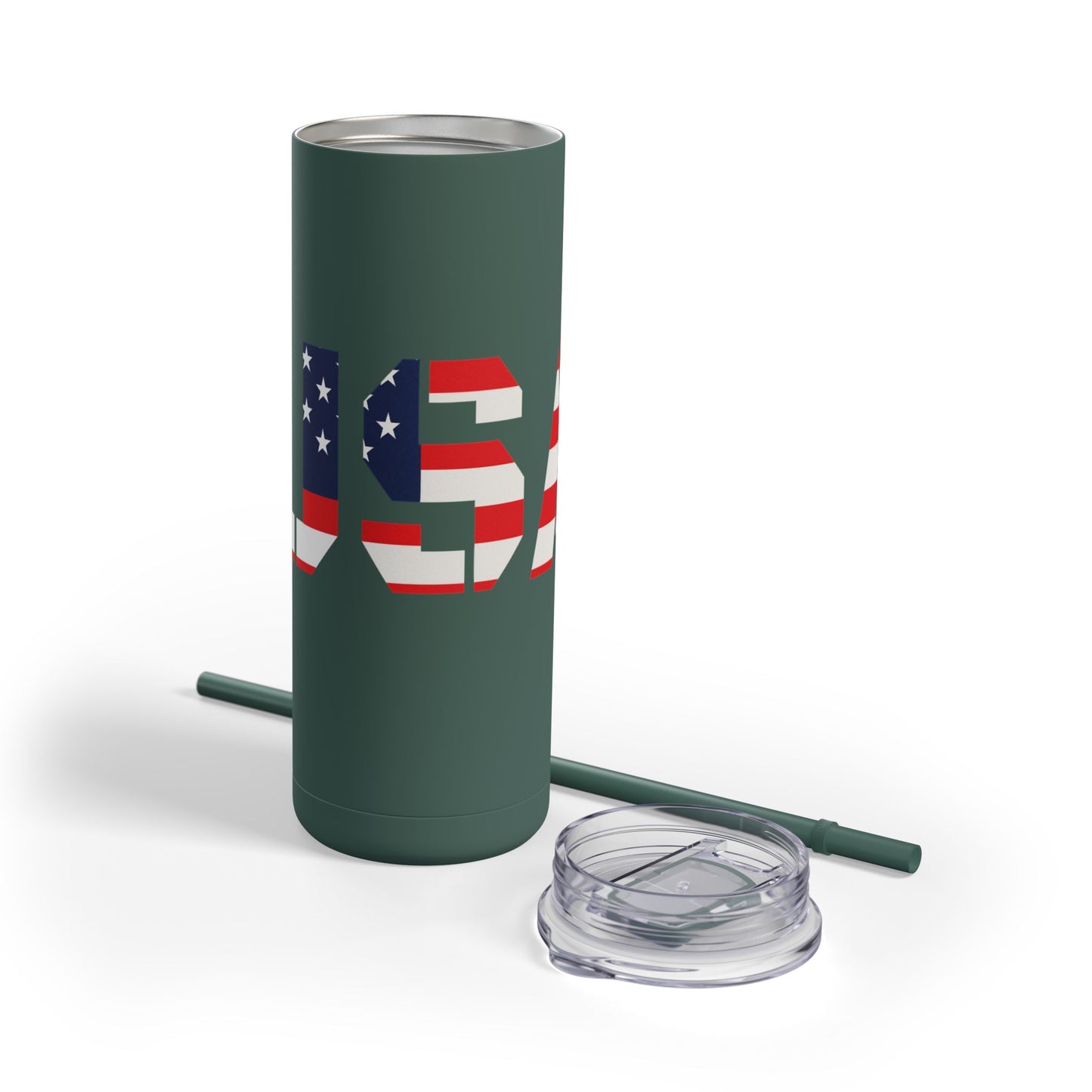 USA Flag Tumbler - 20oz Skinny Matte Drinkware, Travel Mug, Patriotic Gift, Fourth of July, Summer BBQ, Camping, Outdoor - TRV