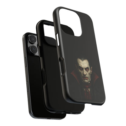 Gothic vampire portrait phone case for iPhone featuring Dracula horror design by Printify, with dark, artistic vampire imagery.