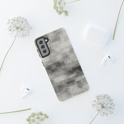 Abstract gray grid phone case for iPhone, tough protective cover by Printify with modern geometric design.