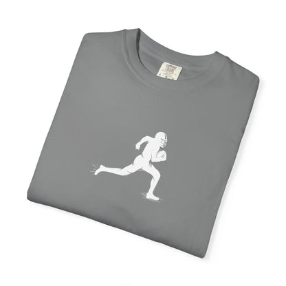 Sporty Unisex Garment-Dyed T-Shirt with Football Player Graphic, Activewear, Casual Wear, Gift for Runners, Fitness Apparel, Everyday Style