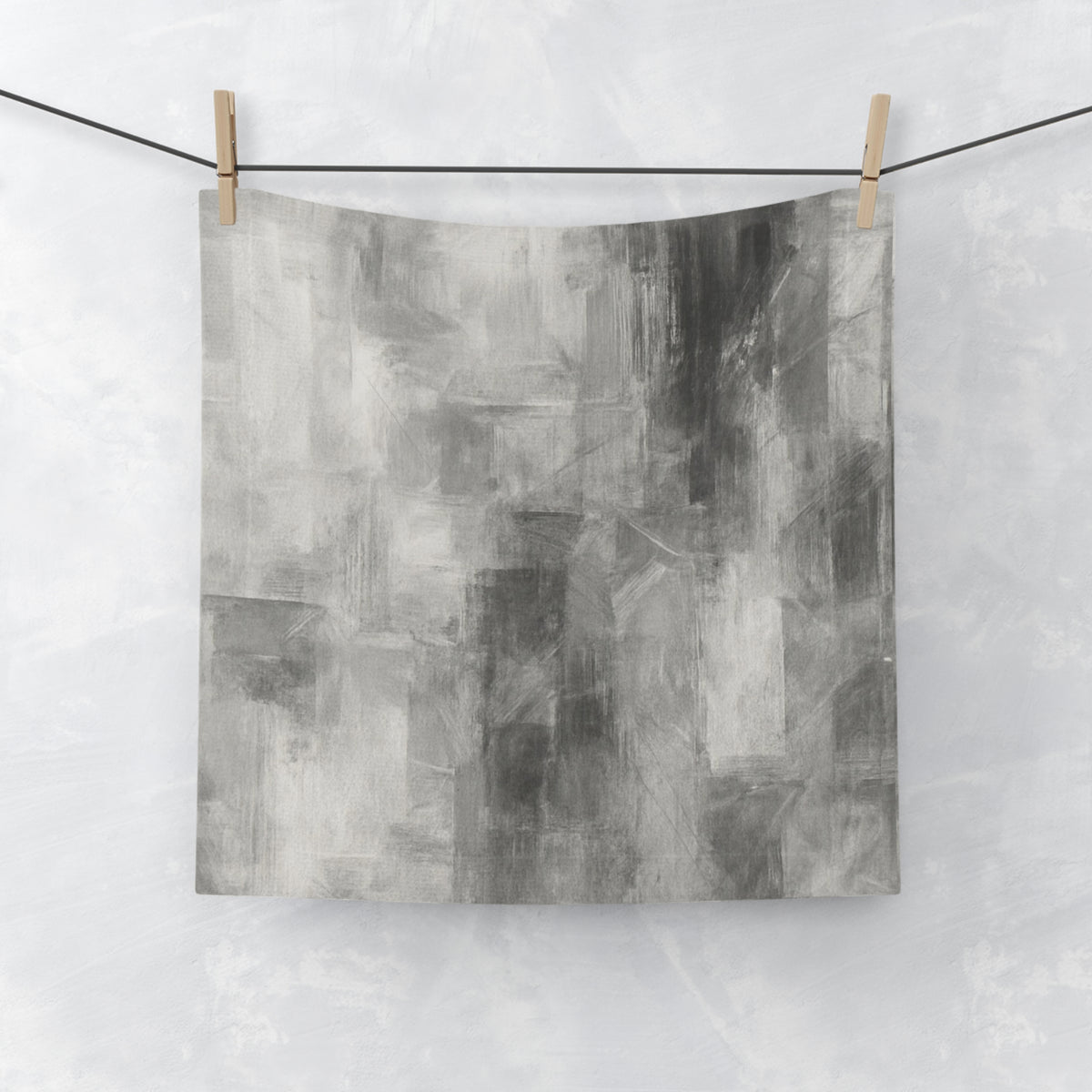Abstract Gray Brushstroke Face Towel - view 4