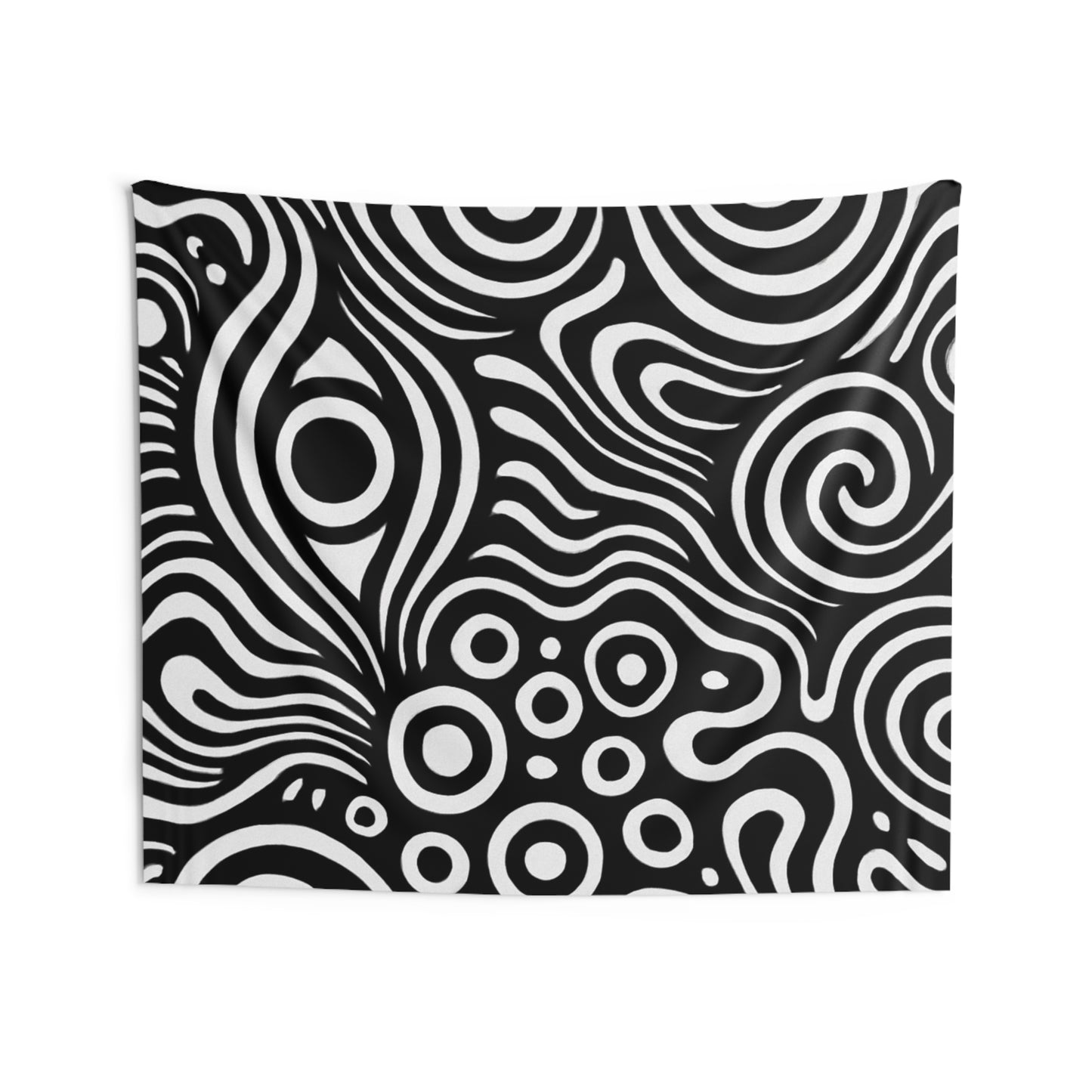 Abstract Swirl Black & White Tapestry — Psychedelic Geometric Wall Art