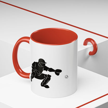 Baseball Catcher Coffee Mug, Sports Gift for Coaches, Black Accent Mug for Fans, Perfect for Birthdays & Celebrations, Unique Cup - TRV