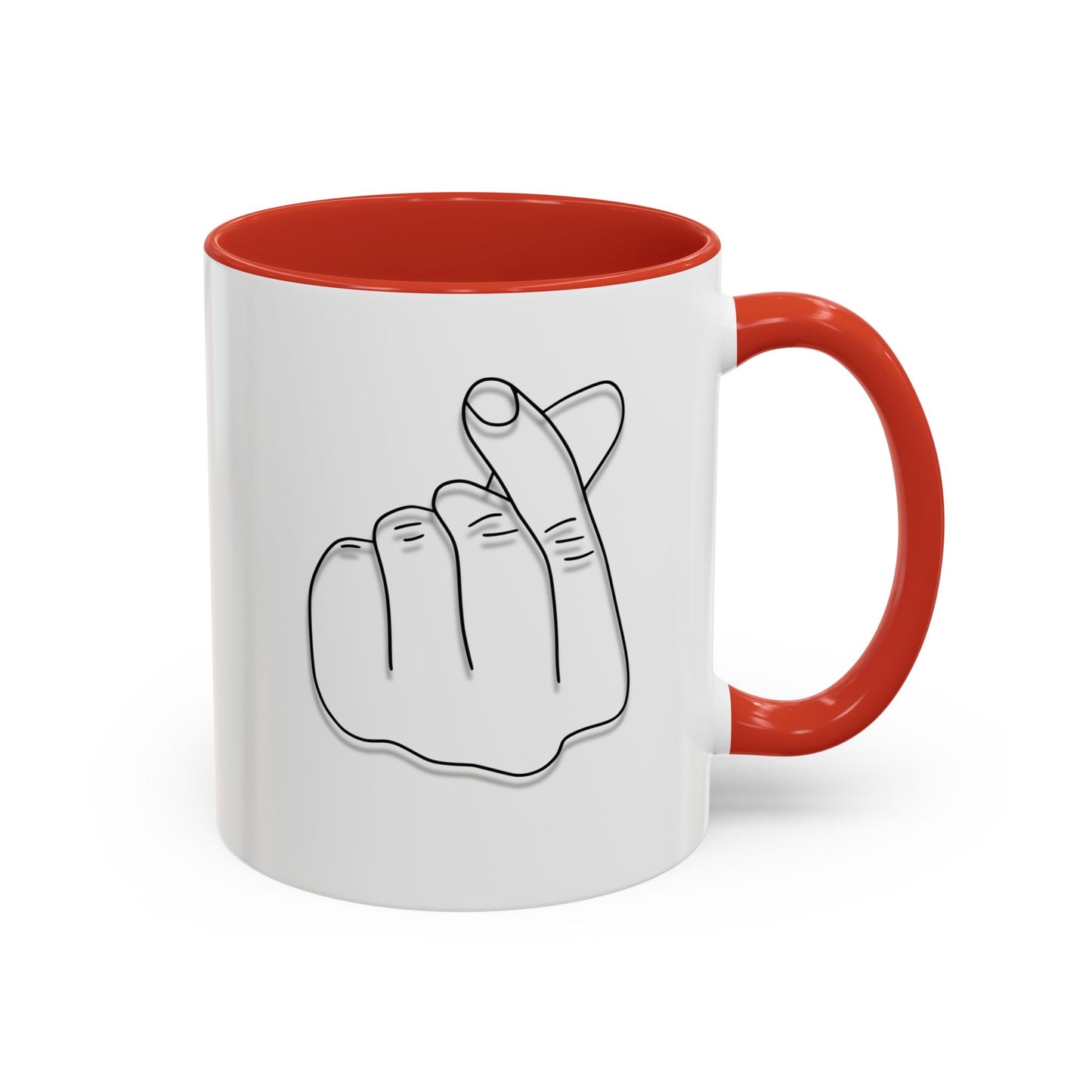 K-Pop Accent Mug - Love Gesture Design (11oz, 15oz), Korean Pop Coffee Cup, K-Pop Lover Gift, Cute Drinkware, Unique Mug