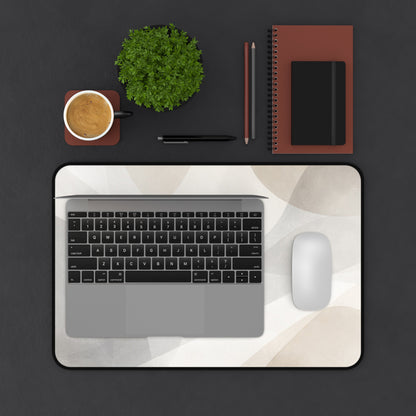 Neutral Abstract Waves Desk Mat | Minimal Office Mouse Pad