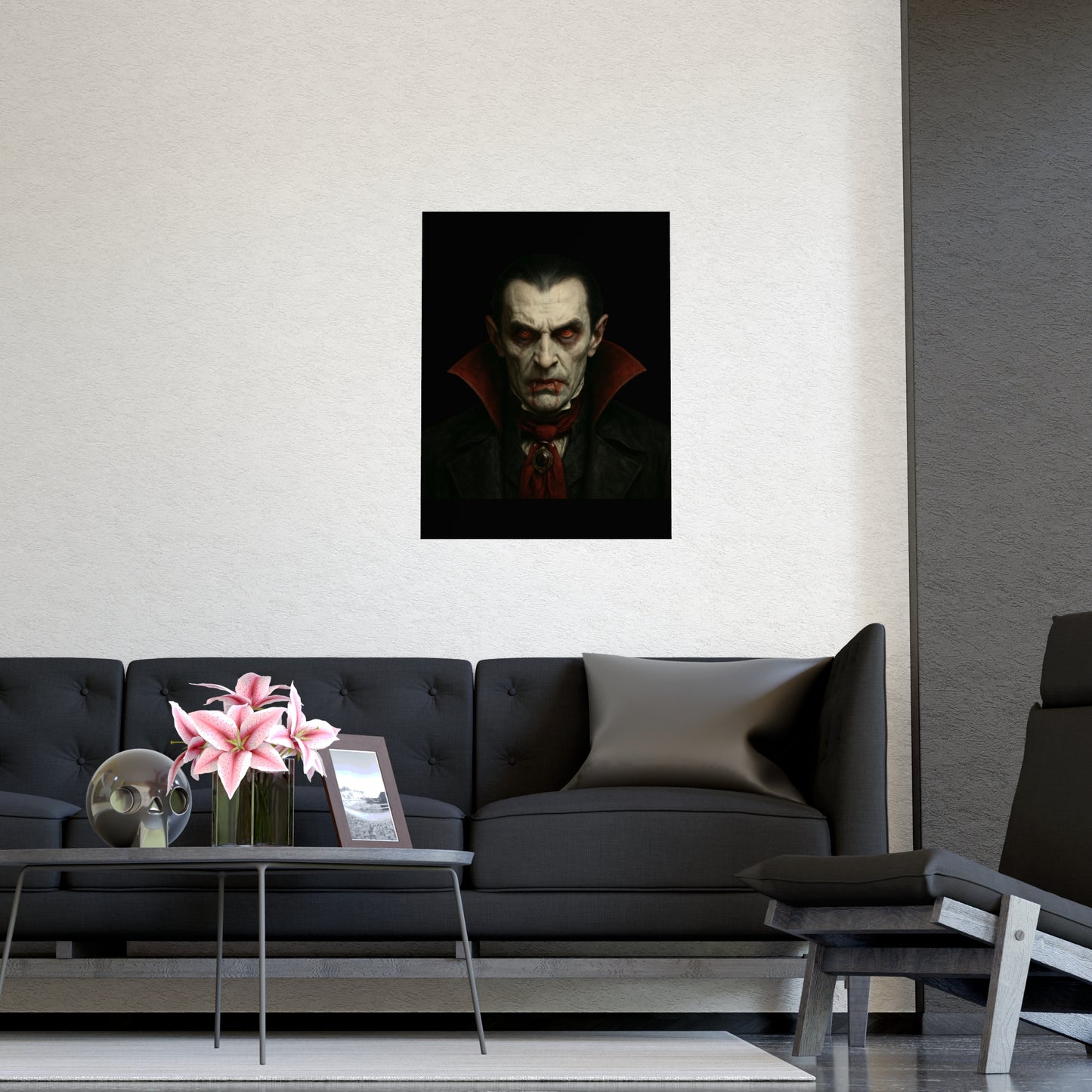 Gothic Vampire Art Poster, Spooky Wall Decor, Horror Room Accent, Perfect for Halloween, Gothic Decor, Home Office Artwork - TRV