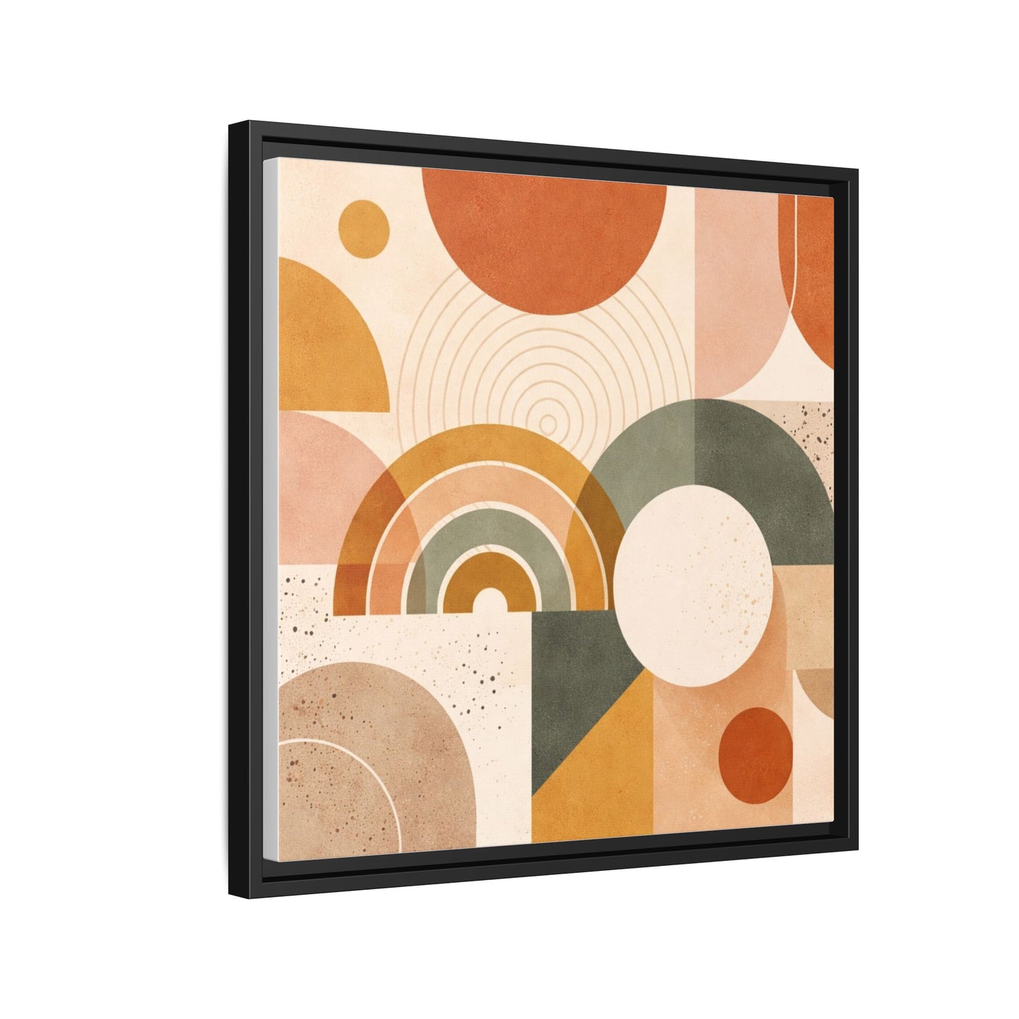 Abstract Terracotta Geometric Rainbow Matte Canvas Framed