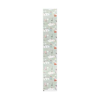 Winter Village Pattern Wrapping Paper | Holiday Snow Scene Roll