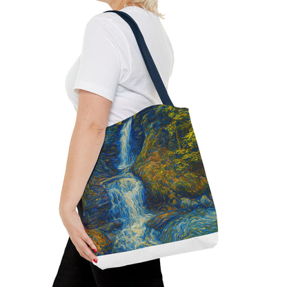 Nature-Inspired Tote Bag, Artistic Eco-Friendly Shopper, Waterfall Design, Reusable Market Bag, Gift for Nature Lovers - TRV