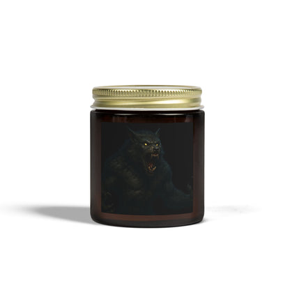 Soy Blend Candle — Coconut Apricot Wax, Black Cat Howl Artwork (4oz & 9oz)