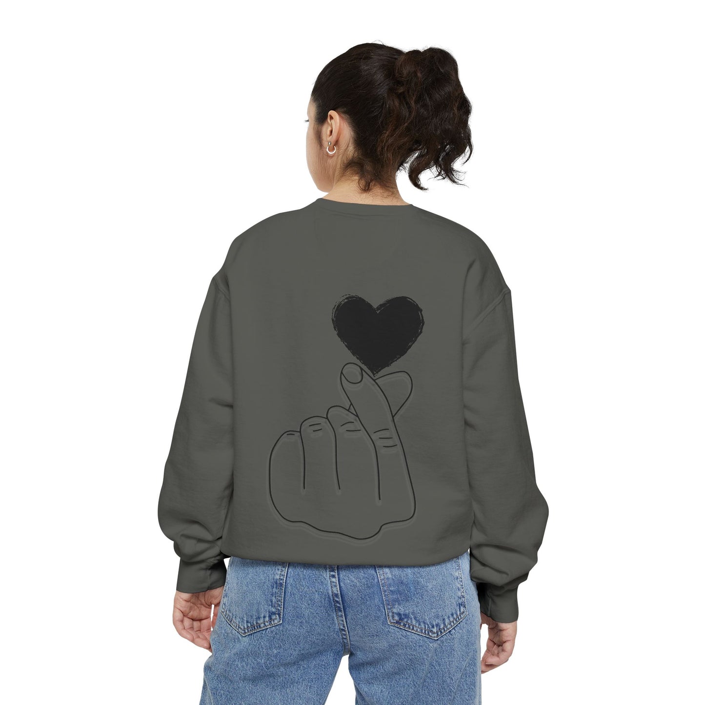 Unisex Garment-Dyed Sweatshirt with Heart Design - Cozy & Stylish