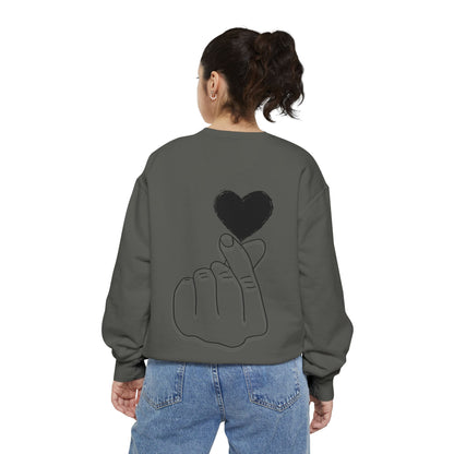 Unisex Garment-Dyed Sweatshirt with Heart Design - Cozy & Stylish