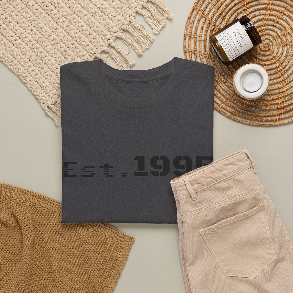 Vintage minimalist Est. 1995 T-shirt by Printify featuring a birthday design on a casual short-sleeve tee.