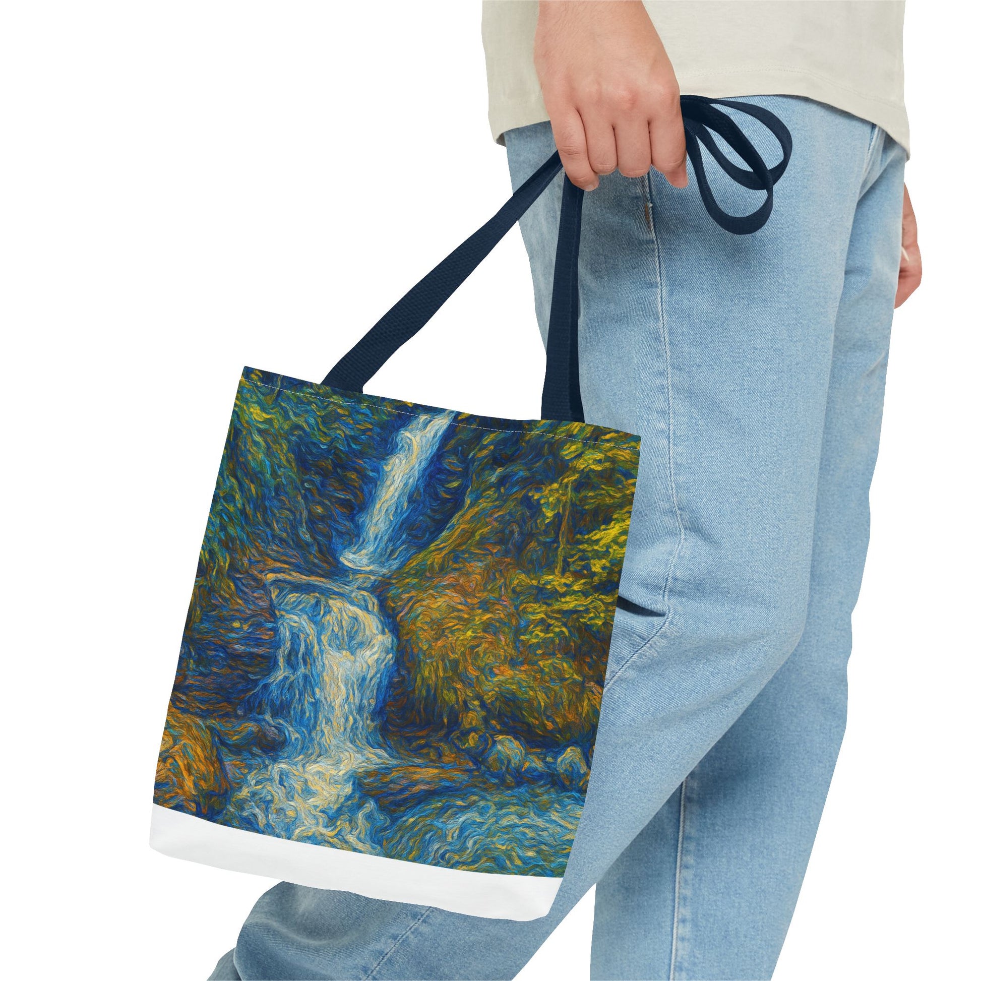 Nature-Inspired Tote Bag, Artistic Eco-Friendly Shopper, Waterfall Design, Reusable Market Bag, Gift for Nature Lovers - TRV