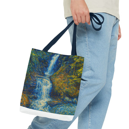 Nature-Inspired Tote Bag, Artistic Eco-Friendly Shopper, Waterfall Design, Reusable Market Bag, Gift for Nature Lovers - TRV