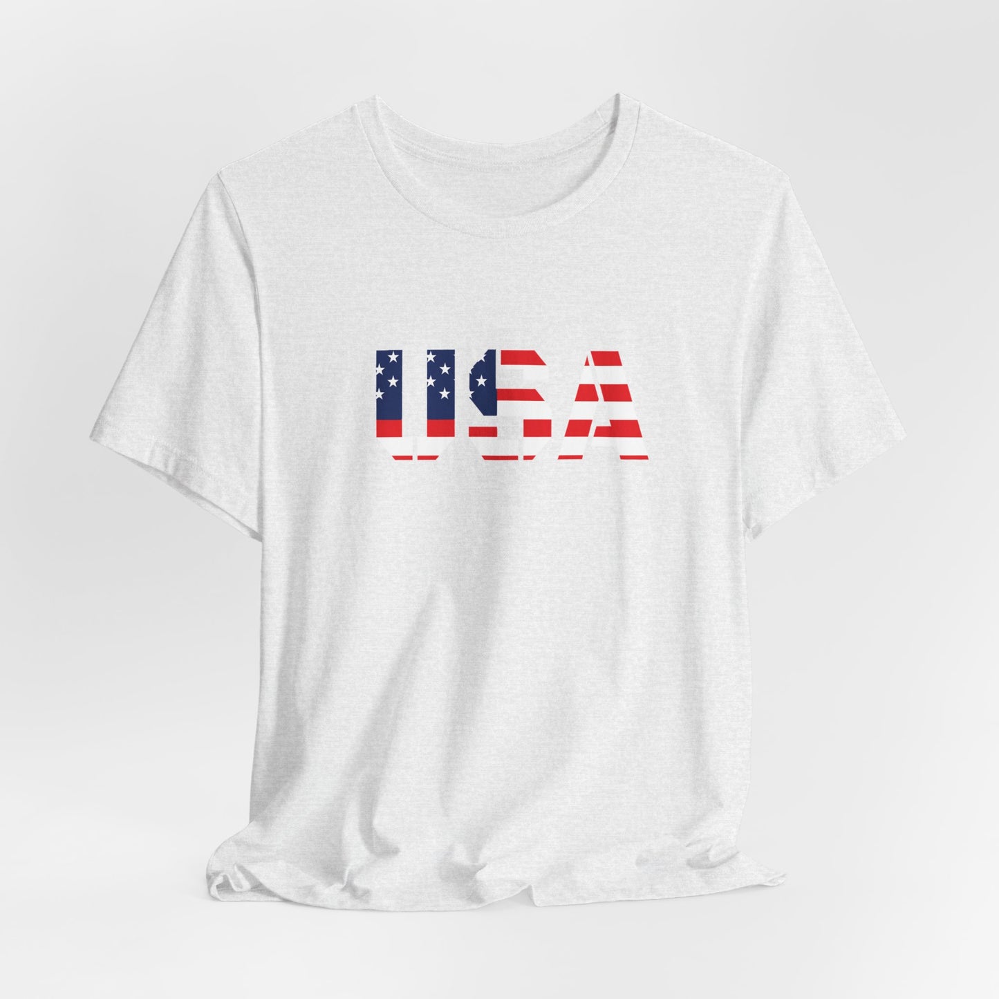 USA Flag Text Tee — Patriotic Fourth of July T-Shirt