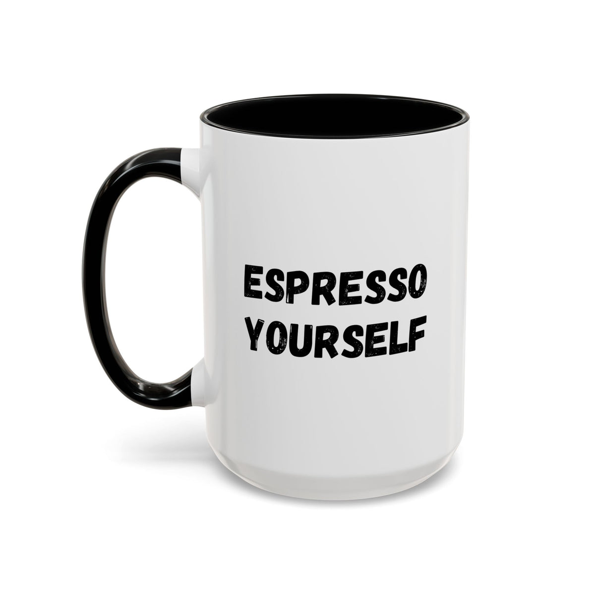 Funny "Espresso Yourself" coffee mug by Printify, 11 oz size, featuring humorous design for coffee lovers.