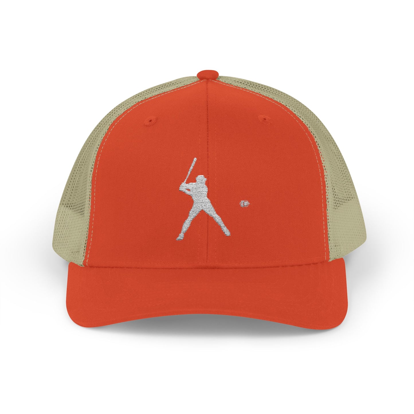 Vintage baseball snapback trucker cap featuring a batter silhouette, stylish hat by Printify with adjustable fit and classic design.