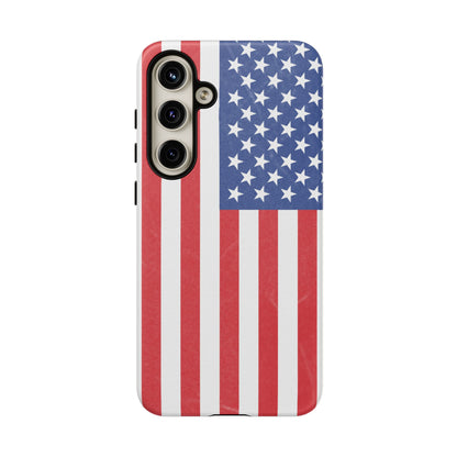Durable American flag phone case for iPhone, featuring a patriotic design and tough protection from Printify.