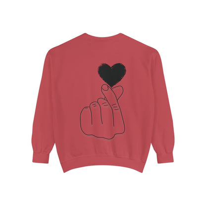 Unisex Garment-Dyed Sweatshirt with Heart Design - Cozy & Stylish