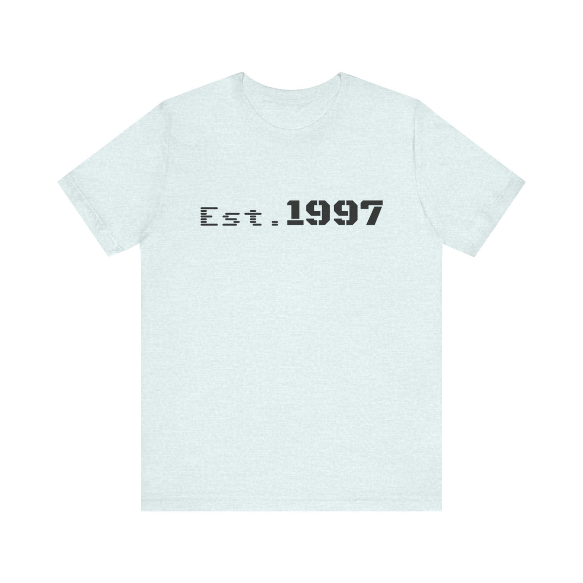 Vintage 1997 Established T-Shirt by Printify featuring bold "Est. 1997" text on soft cotton fabric.