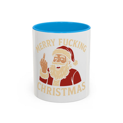 Merry Fucking Christmas Mug — Funny Santa Middle Finger Coffee Cup (11oz & 15oz)