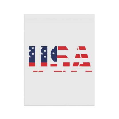 USA flag garden banner by Printify, patriotic yard decor for Memorial Day, featuring a vibrant American flag design for outdoor garden display.
