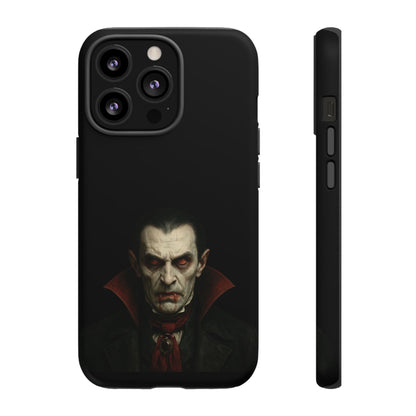 Gothic vampire portrait phone case for iPhone featuring Dracula horror design by Printify.