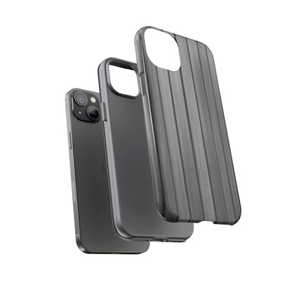 Ribbed metal texture phone case for iPhone, tough protective cover with durable design, by Printify.