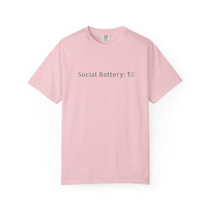 Social Battery 1% T-shirt | Introvert Funny Text Tee
