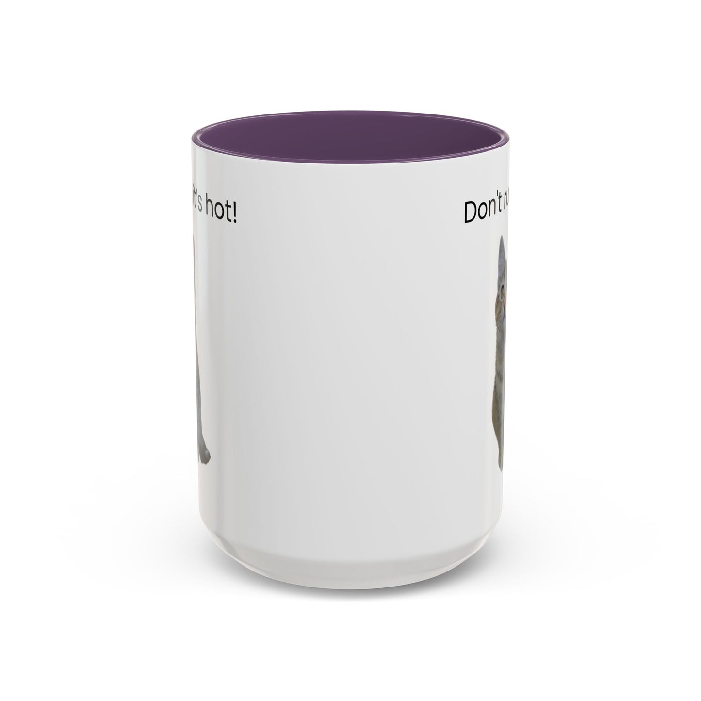 Cat Coffee Mug - "Don't rush, it's hot!" Accent Ceramic Mug (11/15 oz)