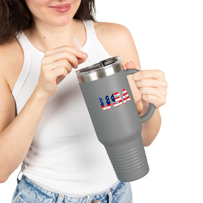 USA design 40oz insulated stainless steel travel mug with handle - view 6