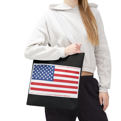 Patriotic Tote Bag, American Flag Carryall, Beach Bag, Reusable Shopping Tote, Independence Day Gift - TRV