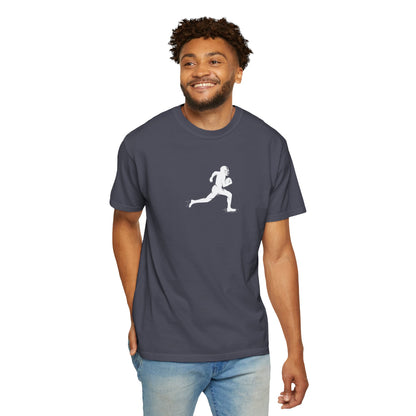 Sporty Unisex Garment-Dyed T-Shirt with Football Player Graphic, Activewear, Casual Wear, Gift for Runners, Fitness Apparel, Everyday Style